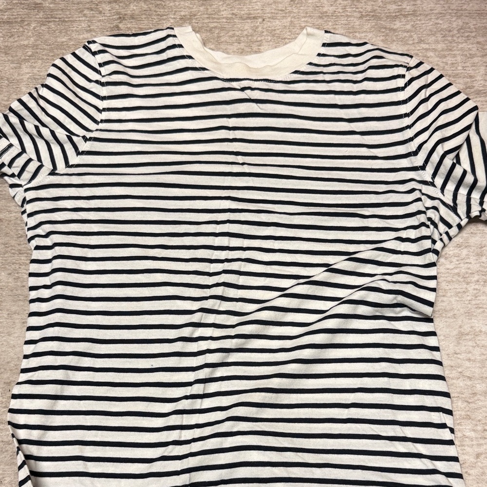 Zara Black and Cream Striped Top